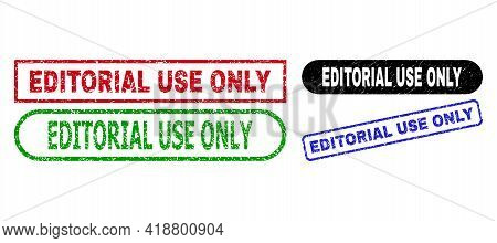 Editorial Use Only Grunge Seal Stamps. Flat Vector Grunge Stamps With Editorial Use Only Phrase Insi