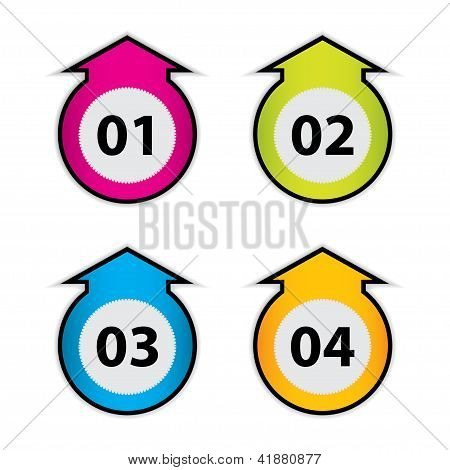 Autocollants de flèche avec numéros - Illustration vectorielle