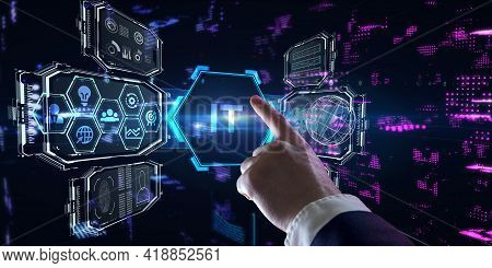 It Consultant Presenting Tag Cloud About Information Technology