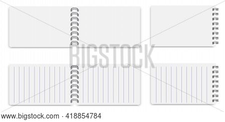 Notebook Mockup Isolated. Realistic Book Cover. Book Cover For Paper Design. Ruled Notepads. Vector 