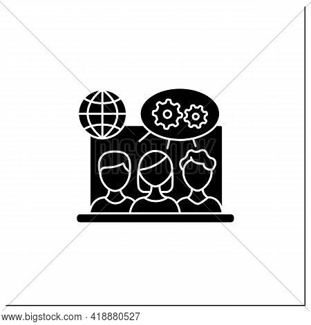 Projects Collaborating Glyph Icon. Common Thoughts, Plans. Non-toxic Workplace. Labor Division Betwe