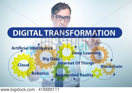 Businessman in digital transformation concept