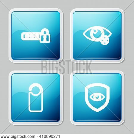 Set Line Password Protection, Invisible Hide, Please Do Not Disturb And Shield And Eye Icon. Vector