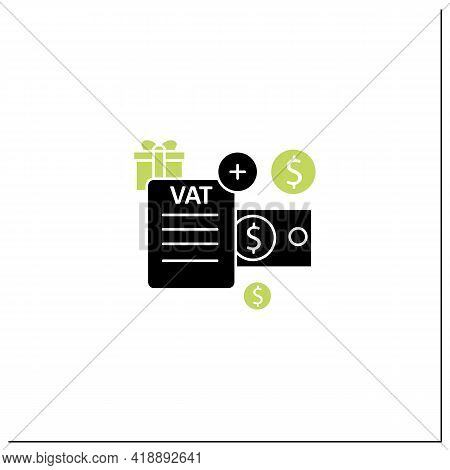 Value Added Tax Glyph Icon.indirect Tax, Goods Price. Paid By Buyer. Universal Basic Income Concept.