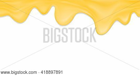 Realistic Vector Seamless Border Of Melted Cheese Or Cheese Fondue