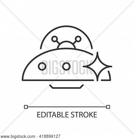 Ufo Linear Icon. Unidentified Flying Object. Alien Ivasion. High Tech Technologies. Thin Line Custom