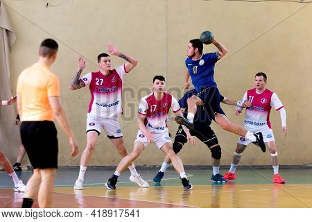 Odessa, Ukraine - April 23, 2021: Handball. Federation Of Men's Handball Of Ukraine. Match Odessa -