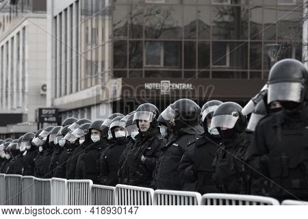 Barnaul, Russia-april 21, 2021. Crackdown On Demonstrations In Support Of Opposition Politician Alex