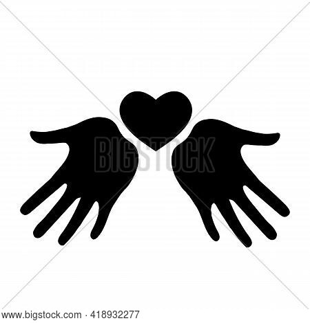 Hands Icon With Heart. The Icon Can Be Used For Application Icon, Web Icon, Infographic.