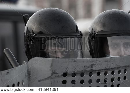 Barnaul, Russia-april 21, 2021. Crackdown On Demonstrations In Support Of Opposition Politician Alex