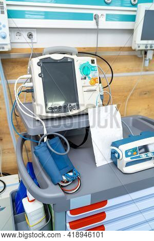 Medical Instruments For Taking Care Patient. Technical Resources In Modern Hospital On Quarantine.