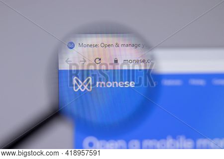 New York, Usa - 26 April 2021: Monese Company Logo Close-up On Website Page, Illustrative Editorial