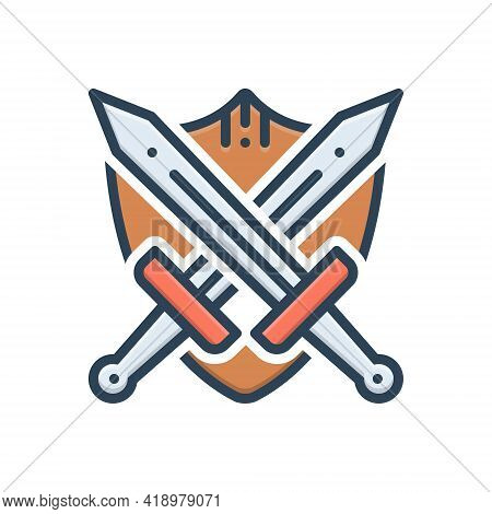 Color Illustration Icon For Battle-gear Battle Gear Sword Weapon Tool  Broadsword