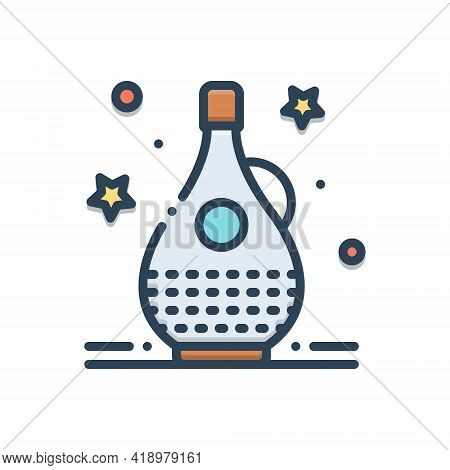 Color Illustration Icon For Balsamic Jar  Clean Glossy Oleaginous