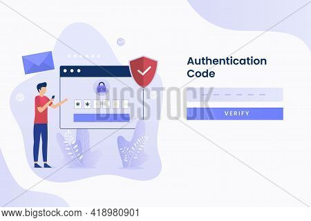 2-step Verification Illustration Flat Design. Illustration For Websites, Landing Pages, Mobile Appli