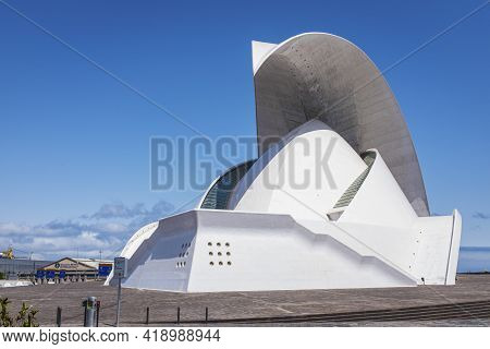 Tenerife, Spain - April 26, 2018: Modern Auditorium Of Tenerife (auditorio Adan Martin) In The Canar