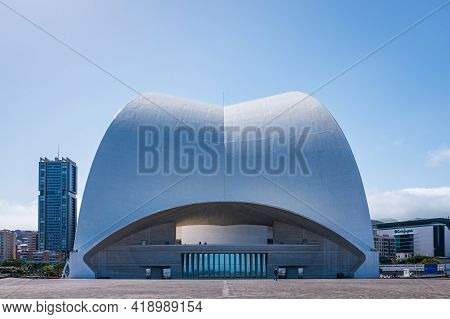 Tenerife, Spain - April 26, 2018: Back View Of The Modern Auditorium Of Tenerife (auditorio Adan Mar