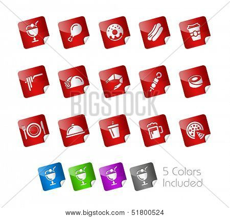 Food Icons - Set 2 of 2 // Stickers Series ---- It includes 5 color versions for each icon in different layers -----