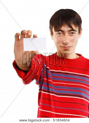 Success Man With Business Card