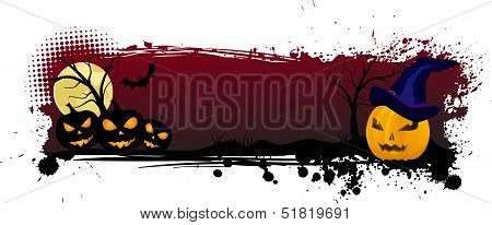 Grunge Halloween Background With Pumpkins