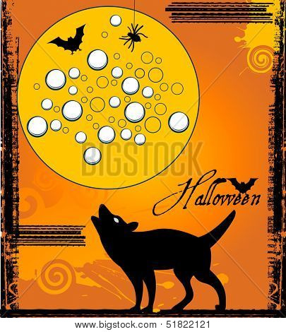 Wolf howling at the moon  Halloween 