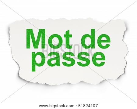 Safety concept: Mot de Passe(french) on Paper background