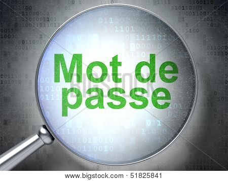 Safety concept: Mot de Passe(french) with optical glass on digit