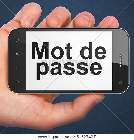 Security concept: Mot de Passe(french) on smartphone