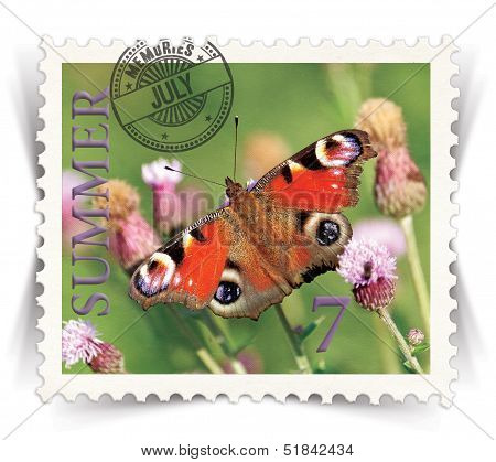 Label For Seasonal Ads Or Calendars Stylized As Post Stamp