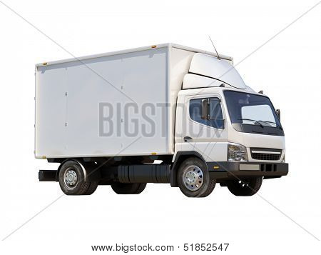 White commercial delivery truck isolated on a white background