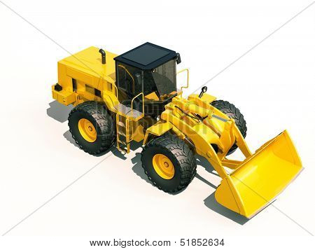 Modern front loader on light background with shadow