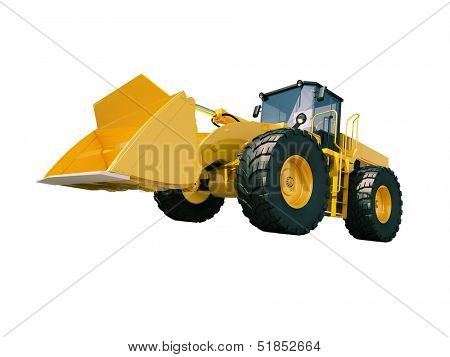 Modern front loader isolated on white background without shadow