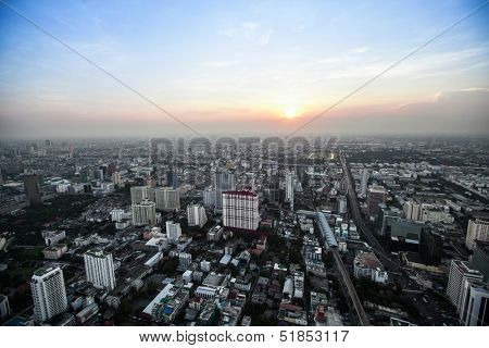 BANGKOK - APR 23: A view on the city from Bayok Sky hotel on Apr 23, 2012 in Bangkok, Thailand. Baiyoke Sky the tallest hotel in Southeast Asia and the 3-tallest all hotel in the world.