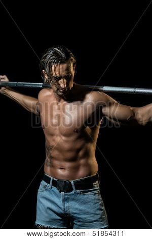 Bodybuilder Exercising