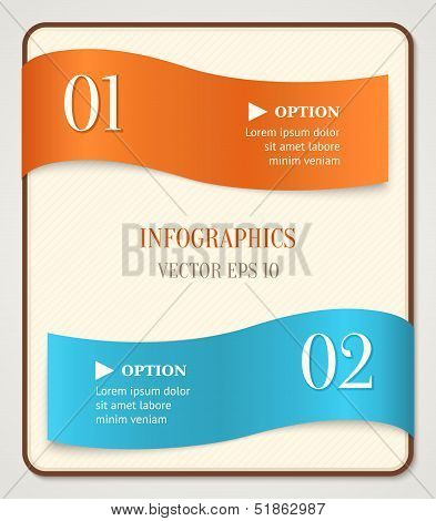 Colored Ribbon With Numbers On Gray Background. Can Be Used For Numbered Options, Web Design, Infogr