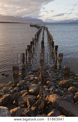 Dock At The Coastline Of Puerto Natales.