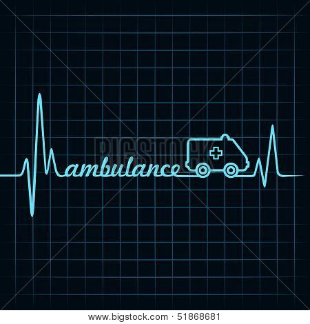 heartbeat make ambulance text and symbol stock vector