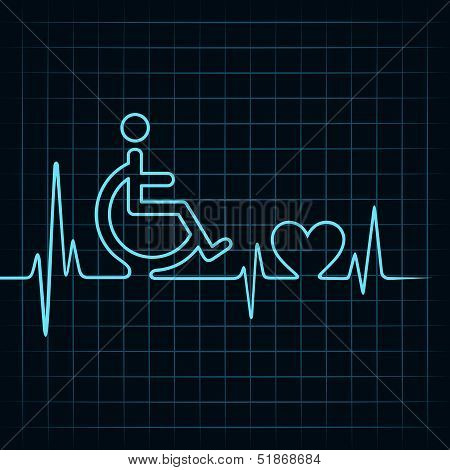 heartbeat make handicapped and heart symbol stock vector