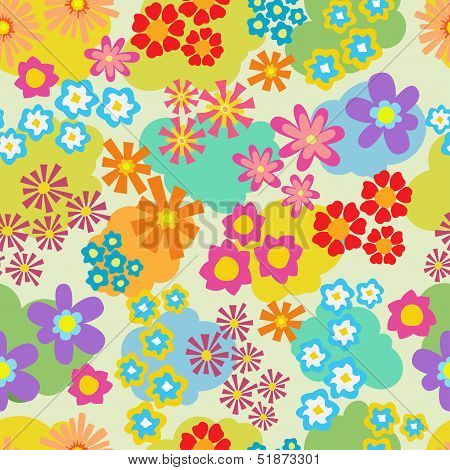 Pattern With Bright  Flowers Vector