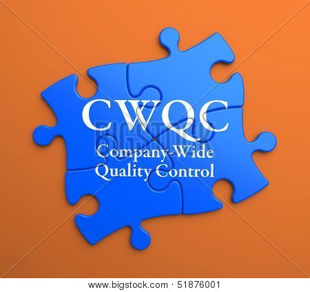CWQC on Blue Puzzle Pieces. Business Concept.