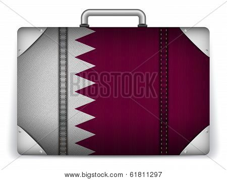 Qatar Travel Luggage With Flag For Vacation