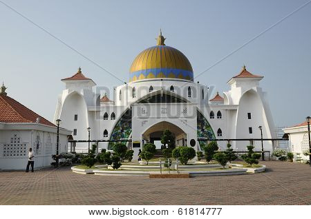 Facade of Malacca Straits Mosque (Masjid Selat Melaka)
