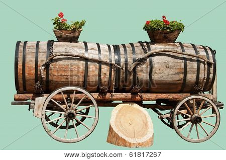 Wine Barrels in Aigle, Switzerland Isolated on Hemlock