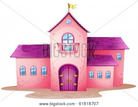 Illustration of a pink castle on a white background