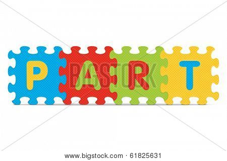 "PART" written with alphabet puzzle - vector illustration