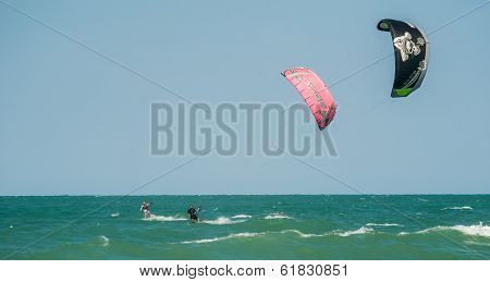 Italy, Fossacesia 16 Ago 2013 - Kidesurfer In Action