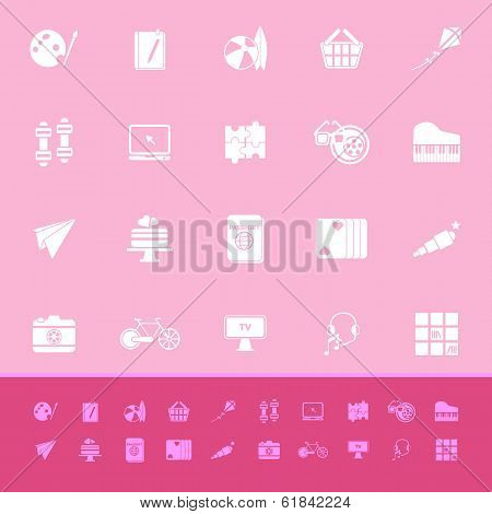 Hobby Color Icons On Pink Background