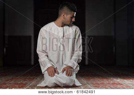 Muslim Man Is Praying In The Mosque