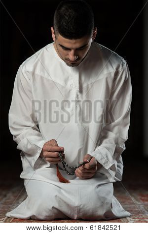 Muslim Man Praying At Mosque