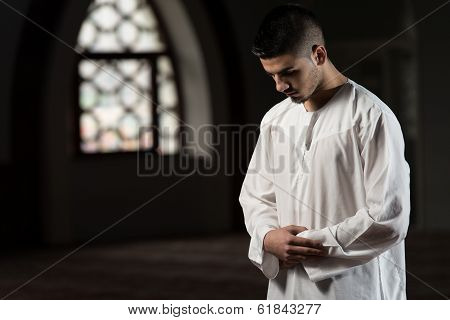 Muslim Man Is Praying In The Mosque